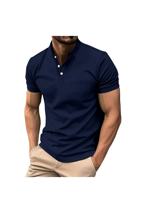 Long Sleeve Top,Man Long Sleeve Solid Color Lapel Button Fashion Fallow T-Shirt