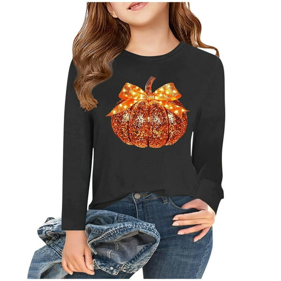 Long Sleeve Tops for Children Boy Girl Fall Winter Crewneck Graphic Modest Happy Festival Gift Thanksgiving Casual Cute Shirt Warm Top T Shirt Blouse Kid 2025