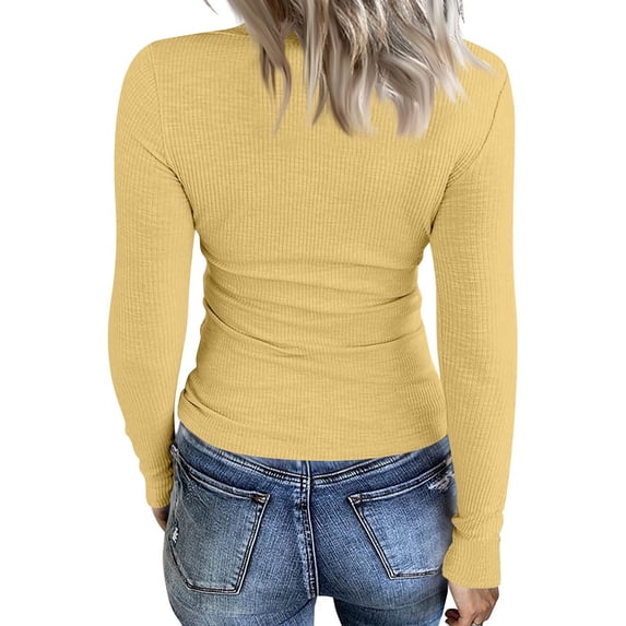 Long Sleeve Tops For Women Casual Scoop Neck Ribbed Knit T-Shirt Slim Fitted Basic Tee Shirts 2026 Fall Trendy Clothes