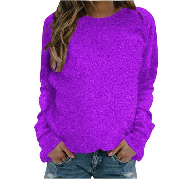 Long Sleeve Tops For Women Fall Savings Clearance 2024 Fashion Casual Long Sleeve Round Neck Solid Sweatshirt