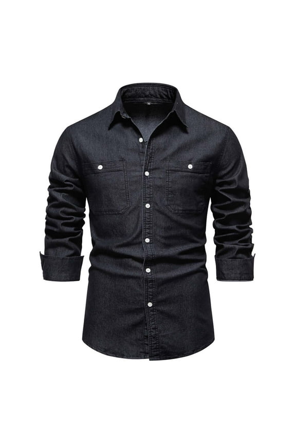 Long Sleeve Tops,Long Sleeve Top,Man Long Sleeve Solid Color Lapel Button Fashion Fallow T-Shirt