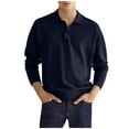 thumbnail image 1 of Long Sleeve Tops Mens 3-Button Collared Shirt Blouses Stylish Plain Tshirts Henley Shirts Tees Casual Pullovers, 1 of 5