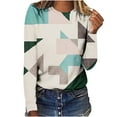 thumbnail image 1 of Long Sleeve Tops Round Neck Geometric Printed Tee Shirts Fall Casual Fashion Womens Graphic Tees Tshirts Plus Size (S, Green), 1 of 5