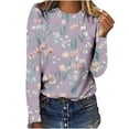 thumbnail image 1 of Long Sleeve Tops Round Neck Geometric Printed Tee Shirts Fall Casual Trendy Womens Graphic Tees Tshirts Plus Size (XL, Pink 01), 1 of 5
