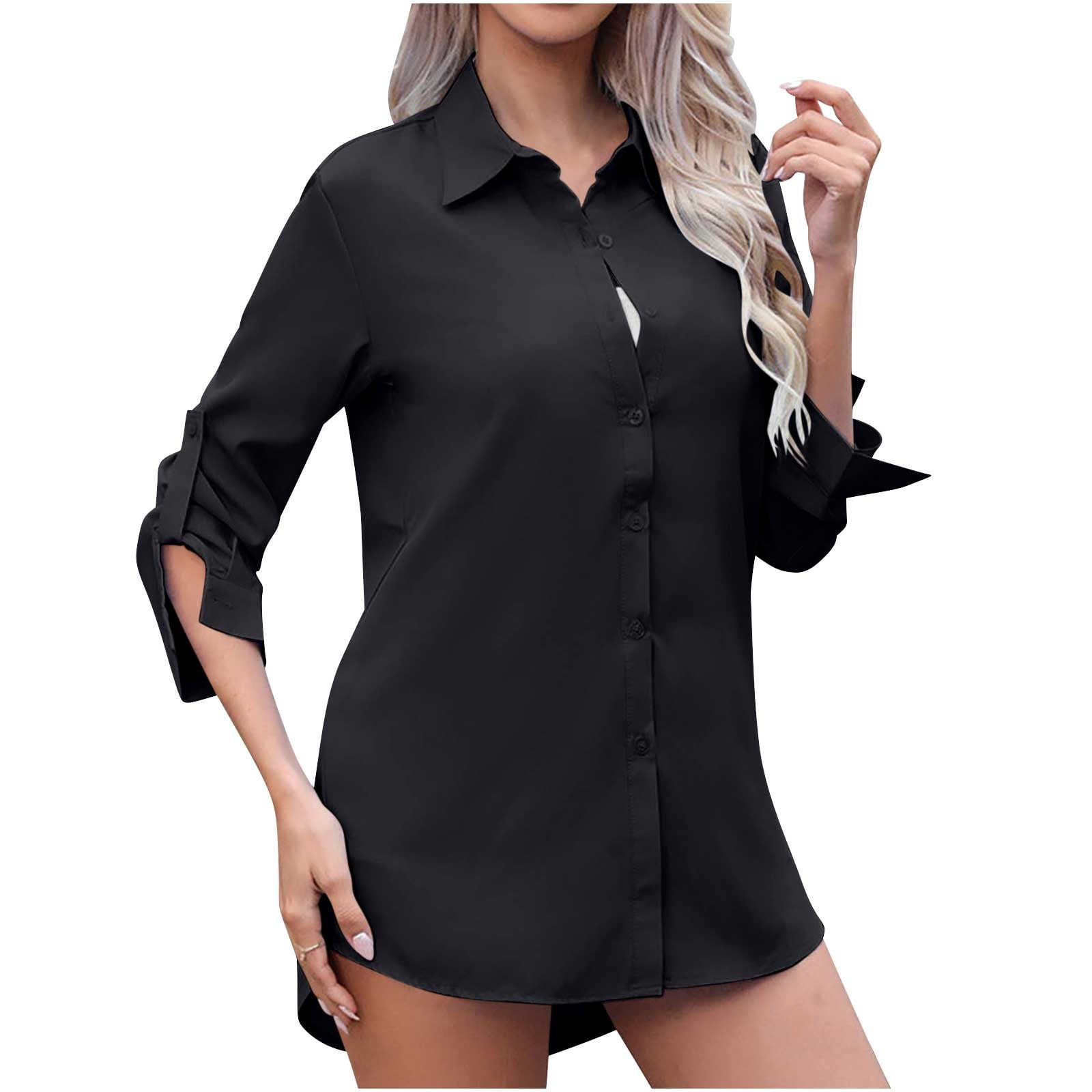 green emerald velvet dress Women's Black, Long-Sleeve Form-Fitted Dress Shirt