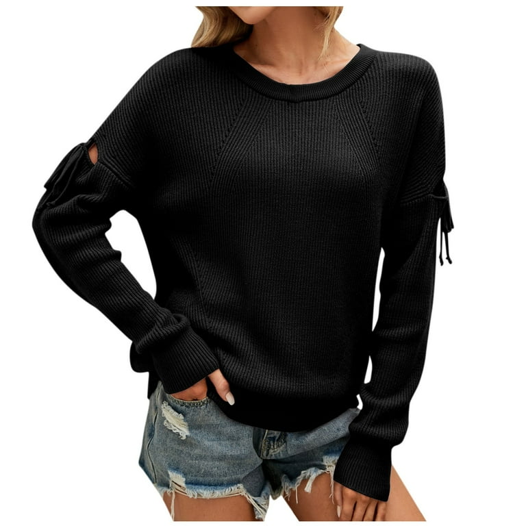 New Solid Color Lace-up Sweater Top New Solid Color Lace-up Sweater Top