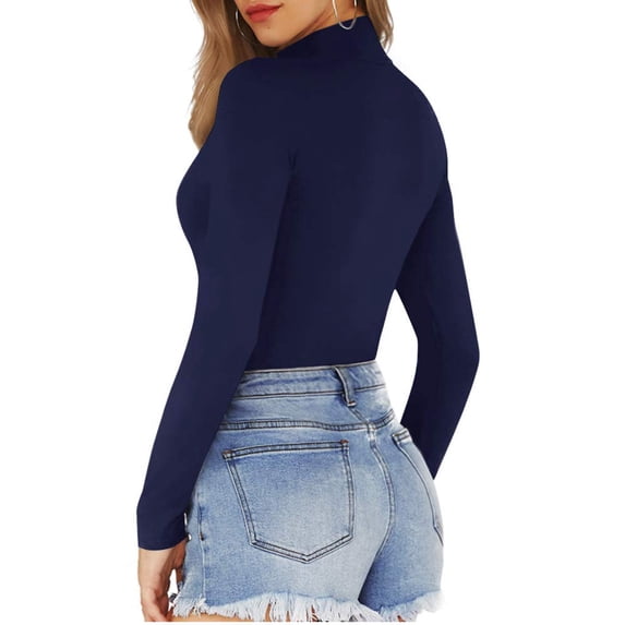 Long Sleeve Tops for Women Loose Fit Women's Mock Printing Fashion Turtle Neck Tops Long Sleeve Bodysuit Jumpsuit Round Neck Sweater Oversized Christmas Printing Plaid Raglan Long Sleeve Shirts