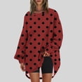 thumbnail image 1 of Long Sleeve Tops Womens Crewneck Sweatshirts Oversized Graphic Tees for Women Polka Dots Blouse Loose Casual Fashion Clothes (Red 2XL), 1 of 5