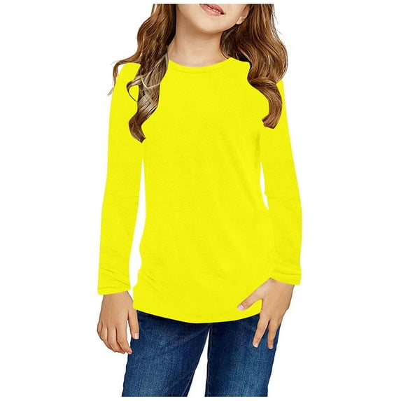 Long Sleeve Tops for Little Girls & Boys Size 3-14 Basic Crewneck Shirts Toddlers Teens Casual Solid Color Pullover Loungewear Going Out T-Shirts
