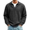 thumbnail image 1 of Long Sleeve Tops for Men Fashion Turndown Collar Solid Color Casual Top Loose Soft Comfort Athletic Tee Shirts, 1 of 5
