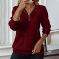 thumbnail image 1 of Long Sleeve Tops for Women Casual Long Sleeve Button Henley Neck Pullover Sweatshirt Fall Fashion Outfits Red S, 1 of 6