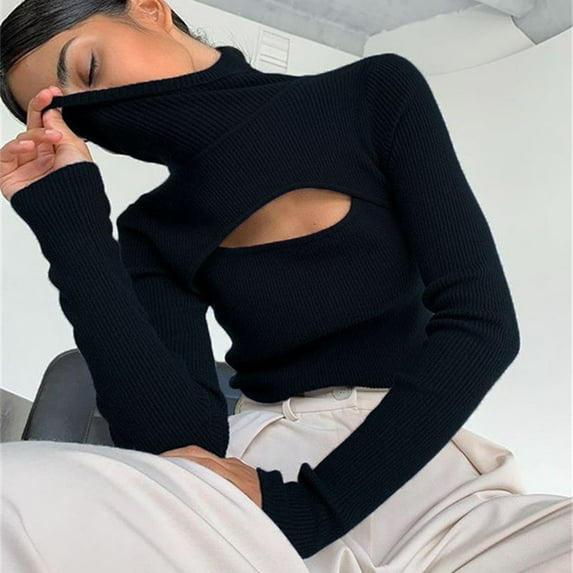 Long Sleeve Tops for Women Comfort Women's T-Shirts Womens Going Out Tops Cotton Tshirts Shirts for WomenLong Sleeve Blouse Solid Color SexyBlackM