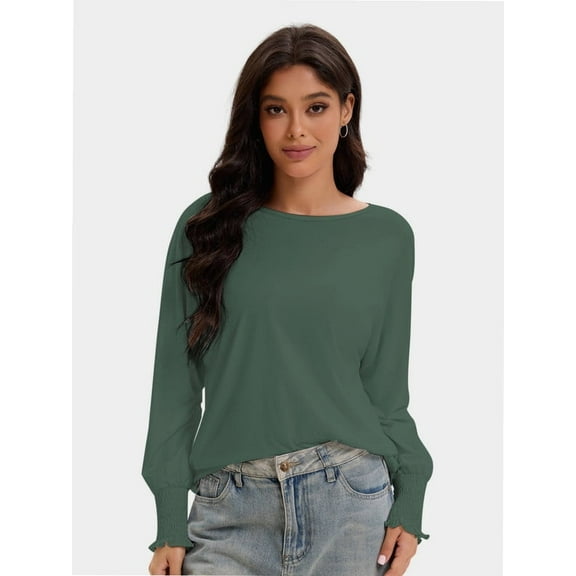 Long Sleeve Tops for Women Fashion T Shirts for Women Crewneck Casual Loose Shirts Basic Tee