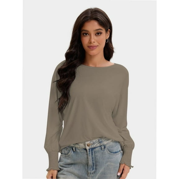 Long Sleeve Tops for Women Fashion T Shirts for Women Crewneck Casual Loose Shirts Basic Tee