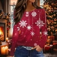 thumbnail image 1 of Long Sleeve Tops for Women Plus Size Casual Crewneck Christmas Tees Holiday Party Style Comfort Fit Loose Casual Blouse, 1 of 5