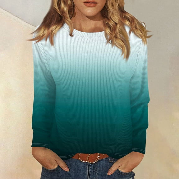 Long Sleeve Tops for Women T-Shirt Casual Print Tops T Shirt Round Neck Pullover Blouse