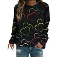 thumbnail image 1 of Long Sleeve Tops for Women Trendy Valentines Day Gift Heart Printed Pullover Crewneck Sweatshirt Graphic T-Shirts (X-Large, Black), 1 of 5