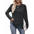 thumbnail image 1 of Long Sleeve Tops for Women Tunics Buttons Front Slit Black & Gray L, 1 of 7