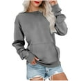 thumbnail image 1 of Long Sleeve Tops for Women with Front Pocket Crewneck Thin Sweatshirt Lightweight Casual Pullover Fall Winter Shirt (X-Large, Gray), 1 of 4