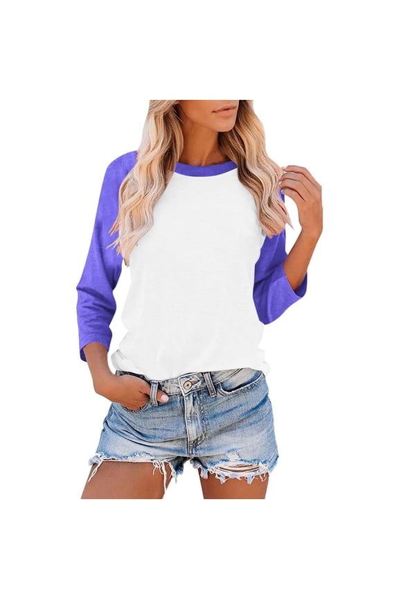 Long Sleeve Tops for Womens Baseball Style Raglan Tshirts Casual Color Block Tees Workout Jersey Loose Fit Shirts