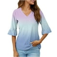 thumbnail image 1 of Long Sleeve Tshirt Clearance Women’s Fall Blouses Fashion Split Flare Sleeves V-Neck Casual Loose T-shirt Top, 1 of 5
