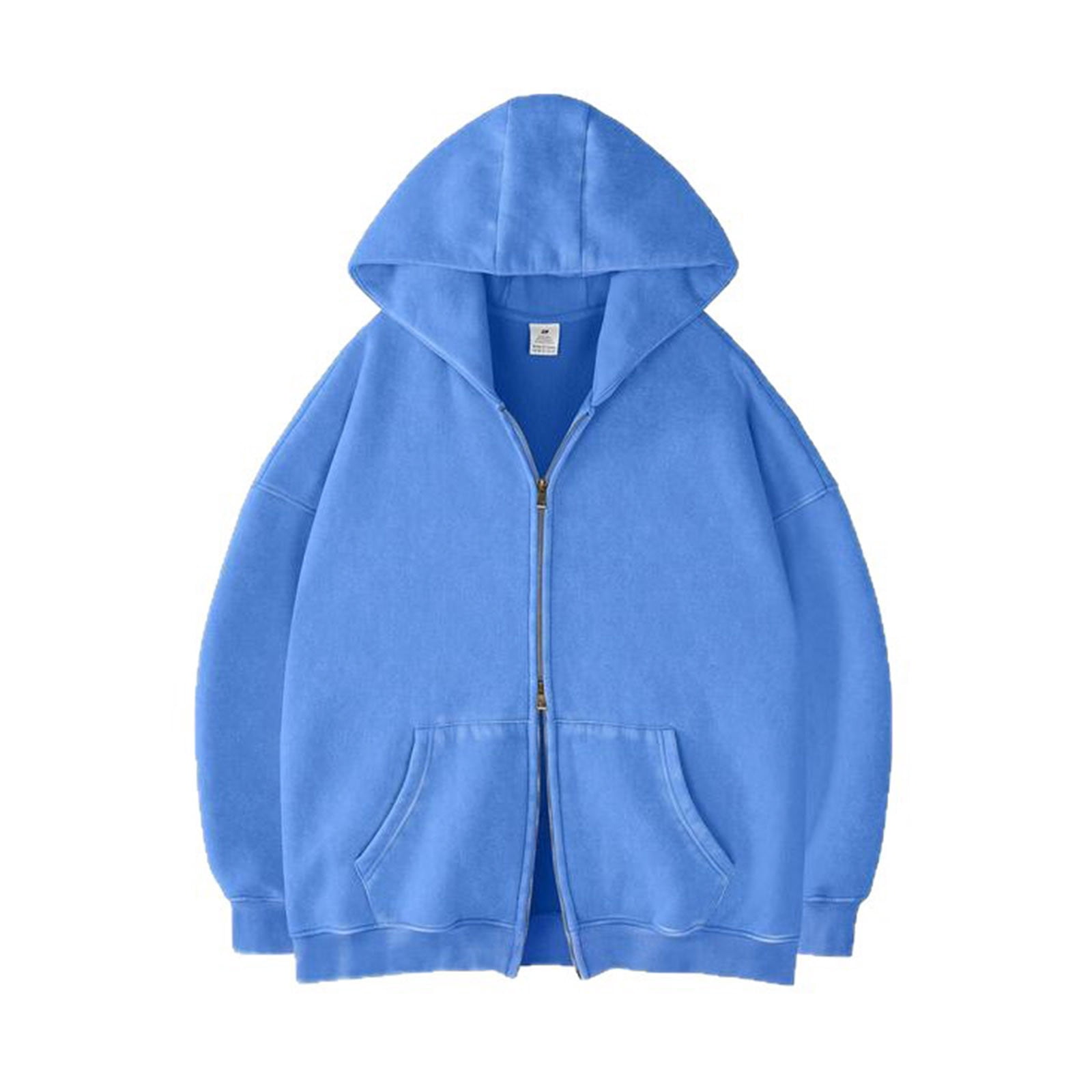 Long Sleeve Tshirt Mens Womens Double Zip Up Hoodie Oversized Acid