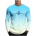 thumbnail image 1 of Long Sleeve Tshirts Casual T-shirts for Men Gradient Color/Striped Muscle Tee Shirt Workout Running Tops (3XL, Light Blue 02), 1 of 5