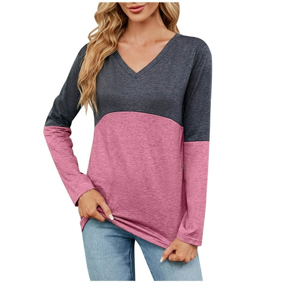 Long Sleeve Tshirts Shirts Women Soft Cotton Womens Tops Long Sleeve Long Sleeve Summer V Neck Casual Tops Regular Blouse Tops