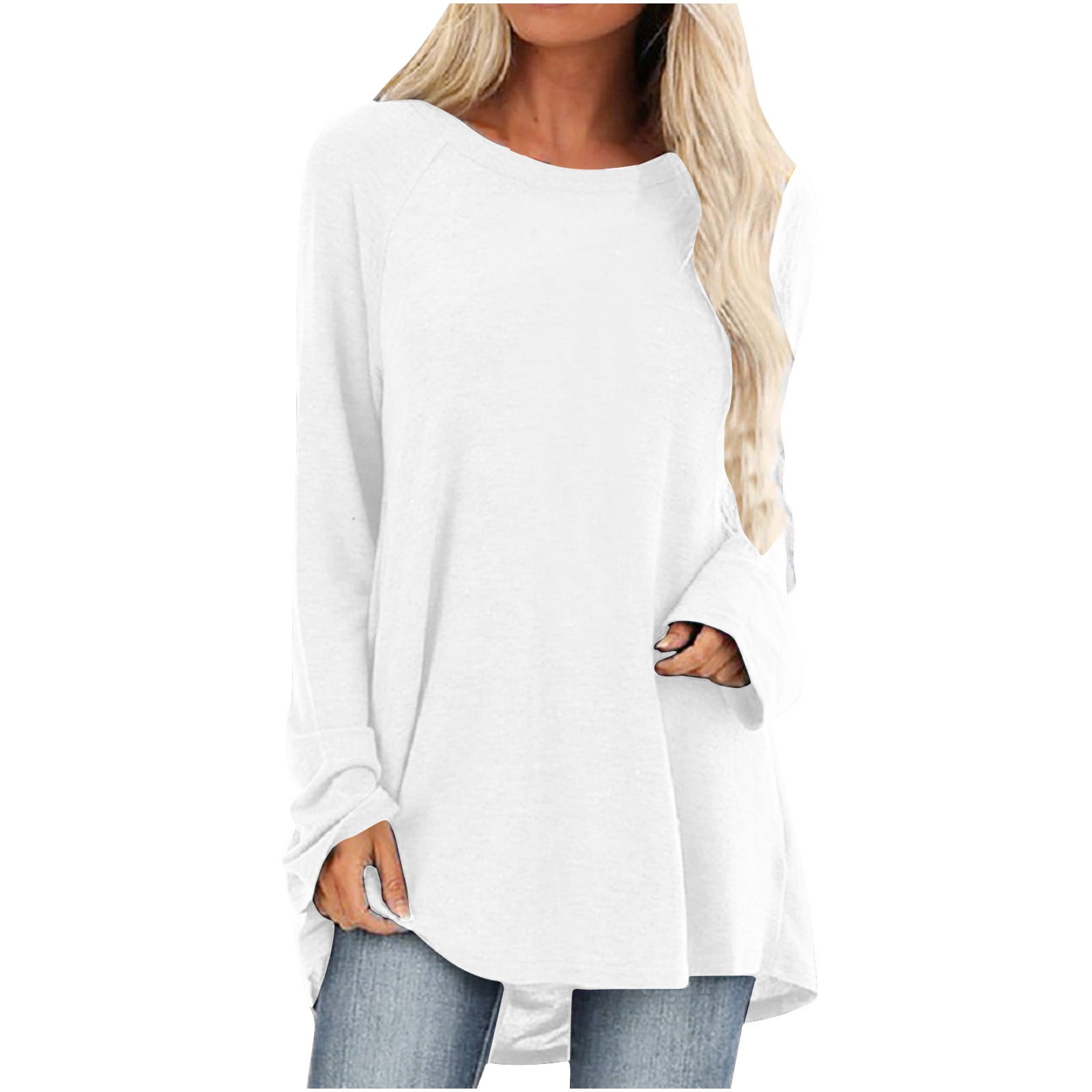 Long Sleeve Tunic Tops for Women to Wear with Leggings Basic Solid ...