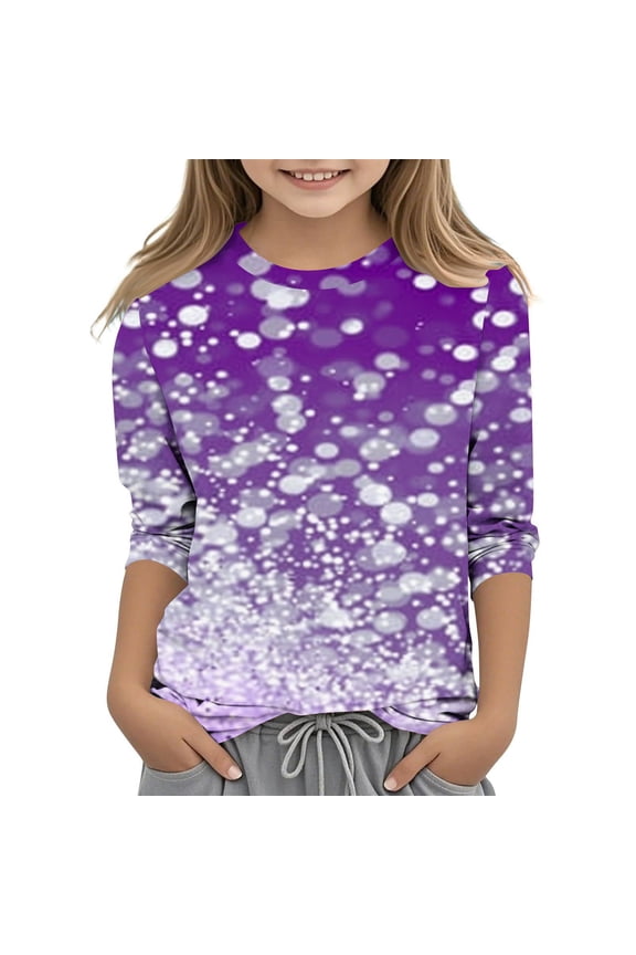 Long Sleeve Tunic for Kids Casual Printed T Shirts Crewneck Dressy Blouse Graphic Tunic Tees Kids Tops Under 5