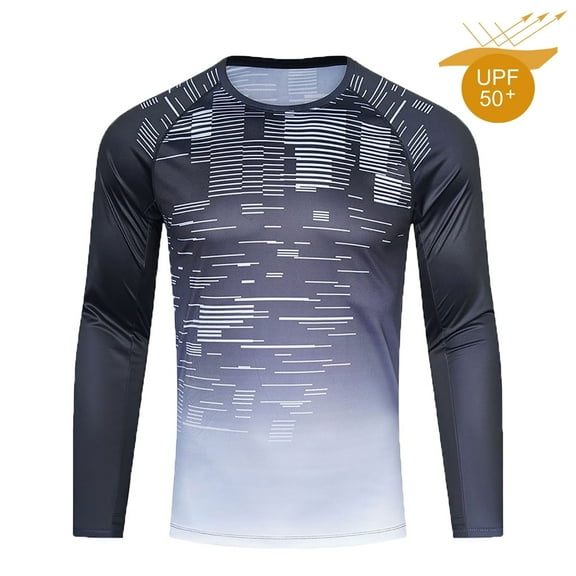 Long Sleeve UV Protection Shirts for Men Quick Dry Outdoor Swim Fishing Sun Shirt Black XL