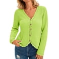 thumbnail image 1 of Long Sleeve V-neck Women Crochet Cardigan Casual Button Down Sweater, 1 of 6