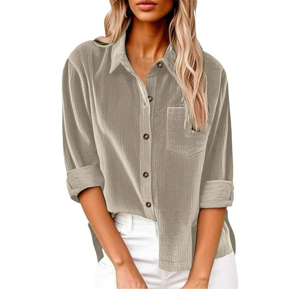 Long Sleeve Velvet Tops for Women Business Holiday Cocktail Party Velour Blouses Solid Color Velvet Shirt Oversized Velour Shirt Basic Shirt Collar Regular Top Button Down Shirt Work Women Tops S-3XL