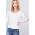 thumbnail image 1 of Long Sleeve W/strappy Detail Round Neck Rib Sweater Top, 1 of 5