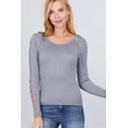thumbnail image 1 of Long Sleeve W/strappy Detail Round Neck Rib Sweater Top, 1 of 5