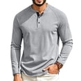 thumbnail image 1 of Long Sleeve Waffle Texture Henley Tee for Men Casual Relaxed Fit Button Placket Pullover Shirt Breathable Soft Lightweight Top Light Gray 3XL, 1 of 8