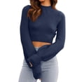 thumbnail image 1 of Long Sleeve Women Crew Neck Cropped Sweaters Ribbed Knit Crop Pullover, 1 of 6