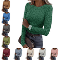thumbnail image 1 of Long Sleeve Women Leopard Print Crewneck Tunic Tops Slim Fitted Basic T Shirt, 1 of 6