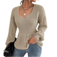 thumbnail image 1 of Long Sleeve Women V-Neck Slim Knit Sweater Pullover Jumper, 1 of 5