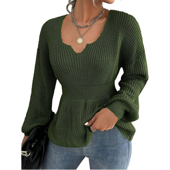 Long Sleeve Women V-Neck Slim Knit Sweater Pullover Jumper
