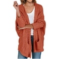 thumbnail image 1 of Long Sleeve Women's Open Front Batwing Fuzzy Knit Sweaters Chunky Cardigan, 1 of 7