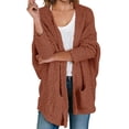 thumbnail image 1 of Long Sleeve Women's Open Front Batwing Fuzzy Knit Sweaters Chunky Cardigan, 1 of 7