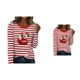 thumbnail image 1 of Long Sleeve Women's Striped Crewneck T-Shirt, Casual Fall Winter Lightweight Pullover, Round Neck Daily Wear Tee Top, 1 of 4