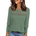 thumbnail image 1 of Long Sleeve Women's Tops Spring Summer Outfits Dressy Casual Blouses Lace Trendy Waffle Knit Shirts Green XL, 1 of 8