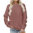 thumbnail image 1 of Long Sleeve Womens Crewneck Sweatshirt, solid color basic Pullover Tops Fall Fashion Clothes Casual Trendy Outfits Brown L, 1 of 5