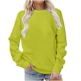 thumbnail image 1 of Long Sleeve Womens Crewneck Sweatshirt, solid color basic Pullover Tops Fall Fashion Clothes Casual Trendy Outfits Green L, 1 of 5