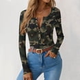 thumbnail image 1 of Long Sleeve Womens Knit Tops Fall Fashion 2026 Tops Camo Printed Henley Shirts Tunic Top Slim Fit, 1 of 7