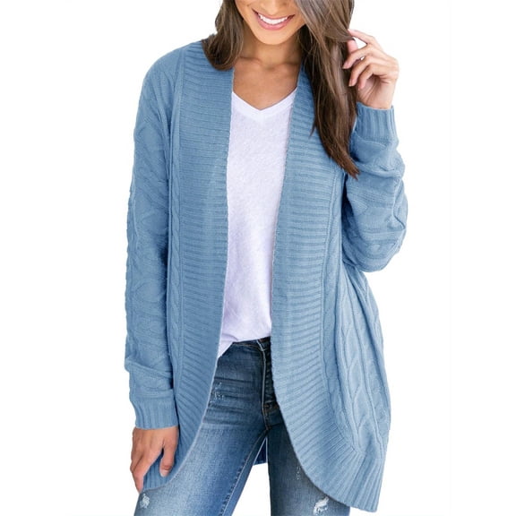 Long Sleeve Womens Loose Open Front Casual LightweightKnit Sweaters Cardigan Coat with Pockets