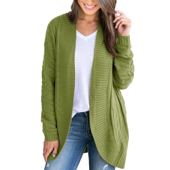 Long Sleeve Womens Loose Open Front Casual LightweightKnit Sweaters Cardigan Coat with Pockets
