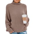 thumbnail image 1 of Fall Winter Women Long Sleeve Cable Knit Sweater Batwing Turtleneck Pullover, 1 of 6